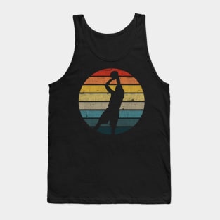 Basketball Silhouette On A Distressed Retro Sunset design Tank Top